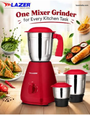 LAZER Mixer Grinder kitchen Queen 3 Jar 550w
